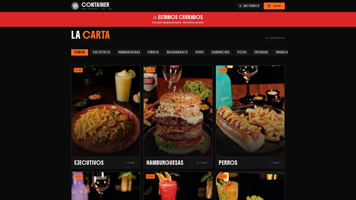 Captura del proyecto Container: Food service + IA