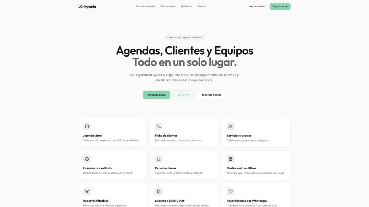 Captura del proyecto LC-Agenda: Agenda para belleza