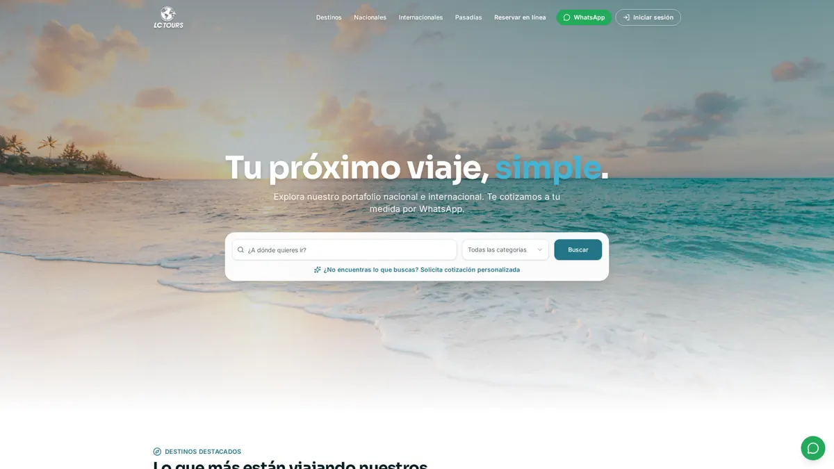 Captura del proyecto LC-Tours: Agencia de viajes