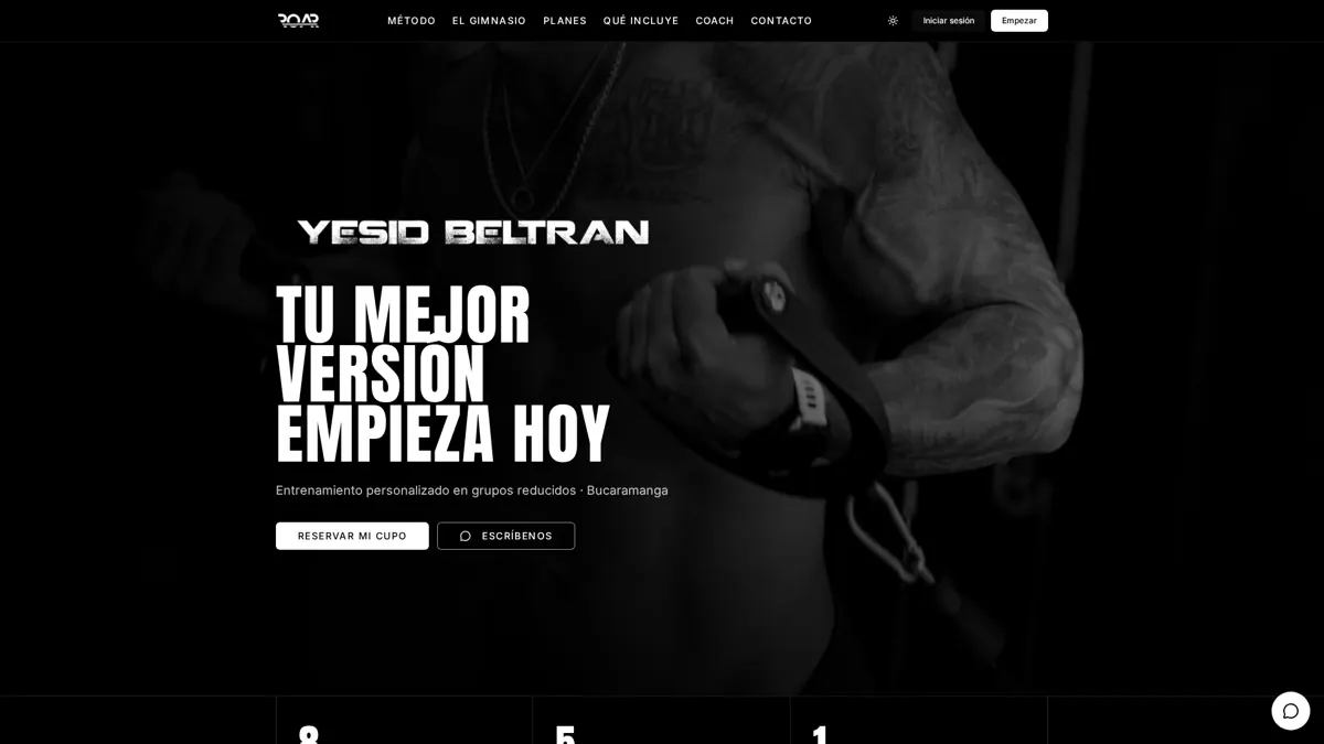 Captura del proyecto ROAR · Yesid Beltrán: PWA para gimnasio